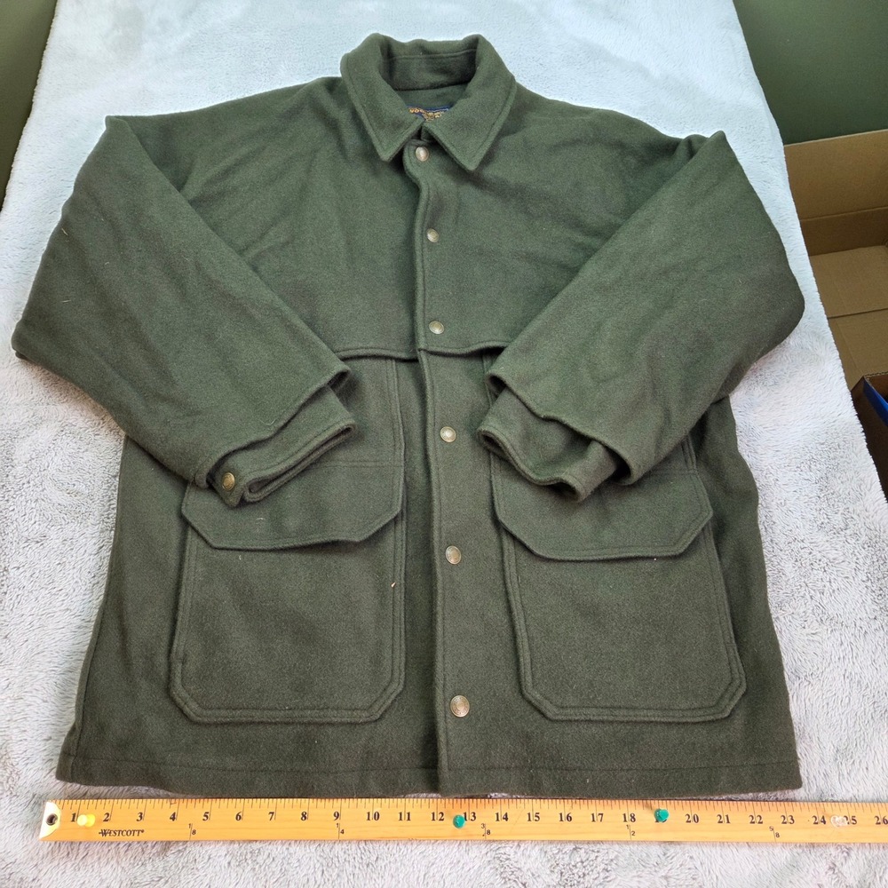 Vintage Woolrich Wool Hunting Coat Mens L Made in USA Snap Front Field Jacket